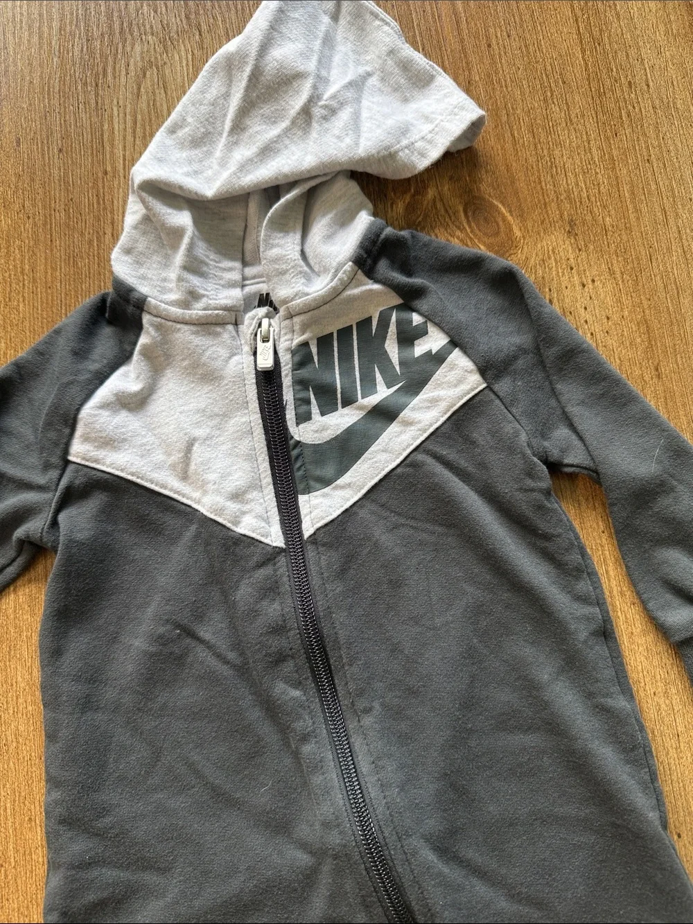 Nike baby Grey Hooded One-Piece Zip Romper
